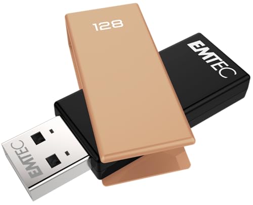 EMTEC, ECMMD128GC352, Clé USB 128 Go en métal d'alliage de zinc, design robuste et élégant, interface USB 20, compacte et légère, idéale pour le transport, Noire Orange