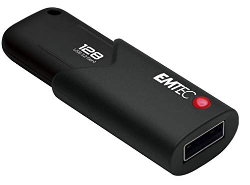Emtec Clé USB 3.0 (3.2) Click Secure B120, Mémoire Flash Drive De 128 Go, Stockage Externe, Lecture 100Mb S, Écriture 20Mb S, Avec Logiciel D'Encryption AES260, Noire