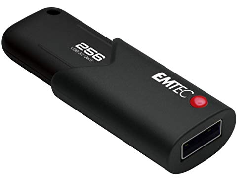 Emtec Clé USB 3.0 (3.2) Click Secure B120, Mémoire Flash Drive De 256 Go, Stockage Externe, Lecture 100Mb S, Écriture 20Mb S, Avec Logiciel D'Encryption AES260, Noire ECMMD256GB123