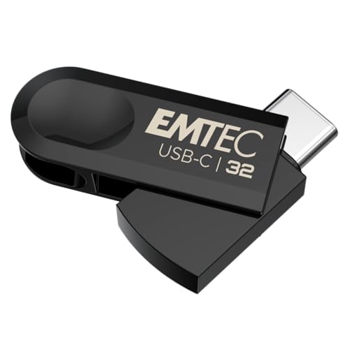 EMTEC - Clé USB 3.2 Type-C Single C280 ECMMD32GC283 - Flash Drive Compatibilité Universelle USB 3.2 - Lecture 80Mo s, Écriture 20Mo s, Eco Design, 32Go GB