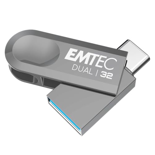 EMTEC - Clé USB 3.2 USB-A Type-C Dual D280 ECMMD32GD283 - Flash Drive Compatibilité Universelle USB 3.2 - Lecture 80Mo s, Écriture 20Mo s, Eco Design, 32Go GB