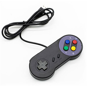 Manette USB pour retrogaming Noire Nintendo Super NES
