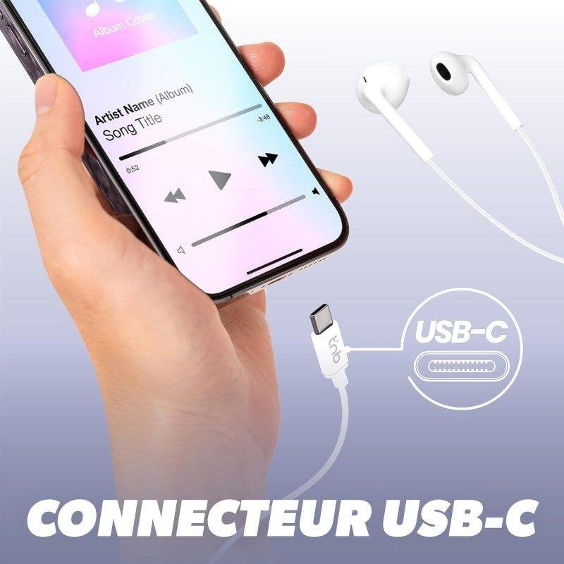 TNB Auriculares TnB C-Buds filaires USB-C pour appels et musique blancs