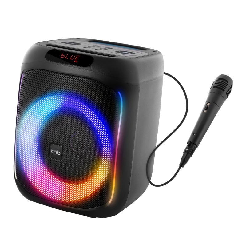 TNB Enceinte de fête Cube Blaster 40 W Bluetooth 5.0 avec LED RVB, karaoké, USB, SD et microphone, Black