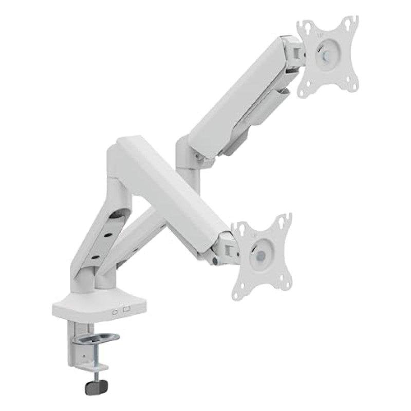 TNB MHFLEXDUALWH Support Double à Ressort à Gaz pour Moniteur Bureau 2x 13-27 VESA 75x75 à 100x100 Max 8Kg
