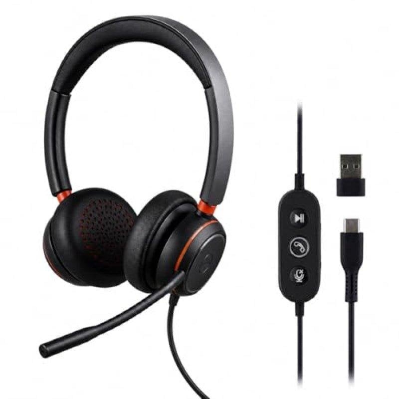TNB Auriculares TnB ACTIV 400S avec câble USB-A et USB-C, Optimisés pour Teams, ENC, Black
