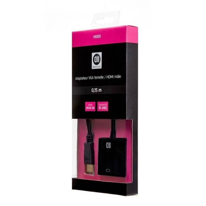 Adaptateur VGA vers HDMI - D2 - 015 m - Connecteurs plaques or - Black - Convertisseur video