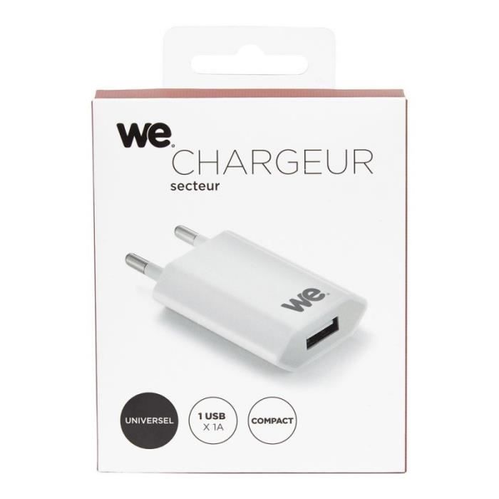 Chargeur secteur - WE - 1 USB 1A - White - CA 100-240 - 1A max