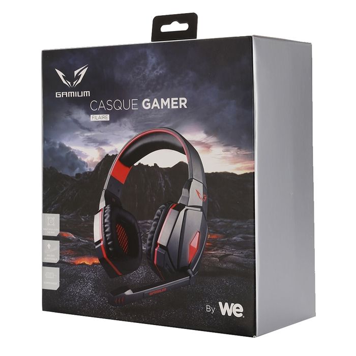 Casque Gamer - Gamium - Black Red - Filaire - Circum-aural - Micro omnidirectionnel