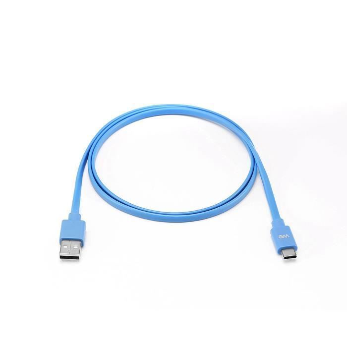 Cable Plat USB-C vers USB 1m pour Samsung S8 S9 S10 - Blue