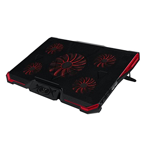 WE Gamium Refroidisseur Ordinateur Portable - Le Plus Puissant - Refroidissement Ultra Rapide - 5 Ventilateurs Ultra Silencieux - Refroidisseur PC Portable PS4 Xbox - Rouge et Noir