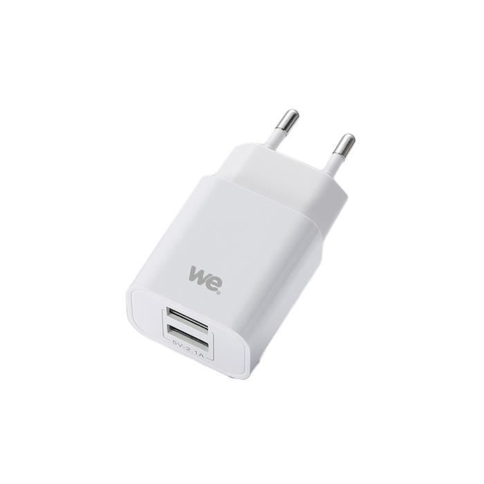 Chargeur Secteur Adaptateur USB Universel WE - 2 Ports USB-A - White - pour Apple iOS Android Huawei Honor