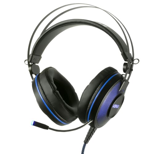 Konix Mythics Casque Gaming Filaire PS-U700 7.1 pour PS4 - Haut-parleurs 50 mm - Microphone - Câble 1,8 m - Prise USB - Noir et Bleu