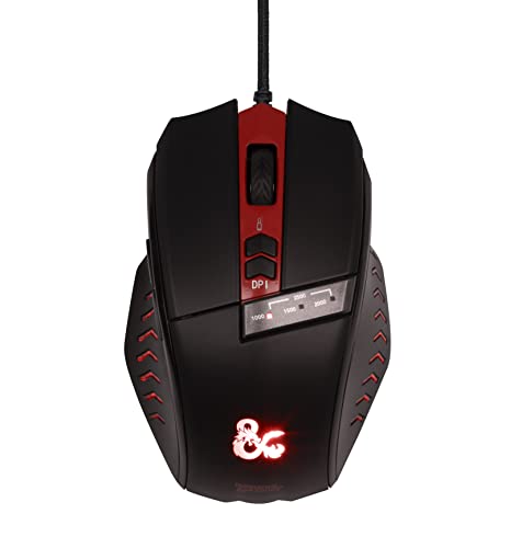 Konix Dungeons Dragons Souris Gaming Filaire pour PC - 6 Boutons - Câble 1,8 m - Connexion USB - Noir et Rouge
