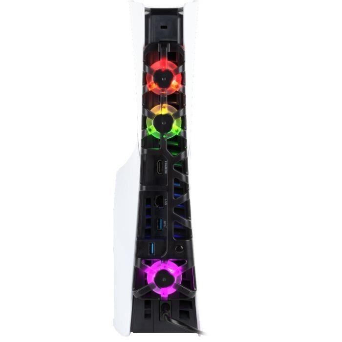 Ventilateur de refroidissement - KONIX - PS5 Slim - 21 x 68 x 40 cm - 3 vitesses - Eclairage LED RVB - Port USB 3.0 - Black