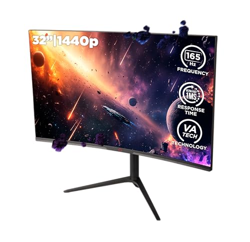 Konix Écran Gaming incurvé Cosmos 32 PC, PS5, Xbox - Résolution 2 560 x 1 440 px - 165 Hz - 1 ms - FreeSync - 2 x HDMI 2.0 - DisplayPort - Dalle VA