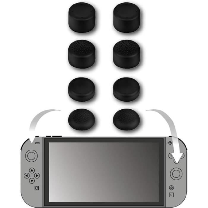 Pack de 8 appuie-pouces pour joysticks - KONIX - Joy-Con Nintendo Switch 2 - Hauteur ajustable - Black