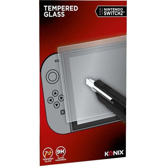 Protection d’ecran verre trempe - KONIX - Nintendo Switch 2 - Anti-bulle - Anti-rayures - Indice de durete 9H - 100 transparent