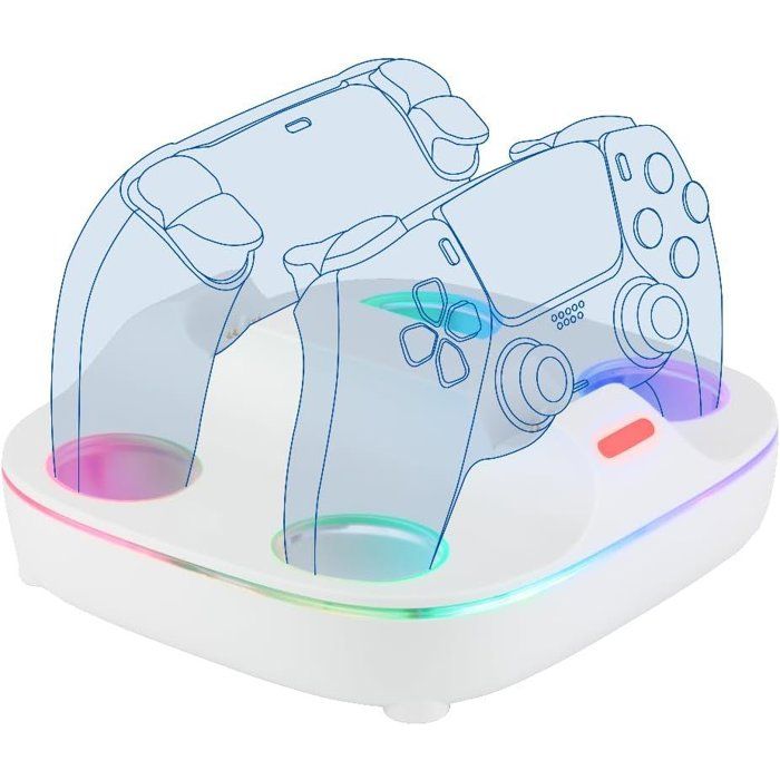 Station de rechargement pour 2 manettes DualSense - PS5 - Konix - Charge rapide - Connecteurs magnetiques - White