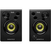 Hercules DJMonitor 32 – Paire d'Enceintes de Monitoring Filaire – Enceinte DJ Active 2 Voies avec Woofer 3 Pouces et Puissance 30W – Câbles Inclus pour Studio, Mixage et Création de Contenu