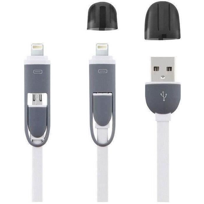 ELECTRALINE Cordon smartphone micro USB adapteur - Iphone 1M