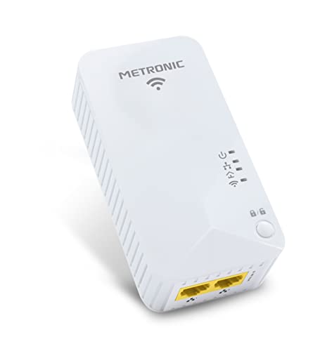 Metronic 495468 Prise CPL Wi-FI 600 MB s avec 2 Ports Fast Ethernet 100 MB s - Blanc