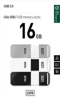 Cle USB LISTO Tripack x 3 16Go
