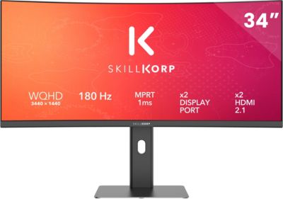 Ecran Pc Gamer SKILLKORP M34 Progress 34 Incurve 1500r Uwqhd 180hz Fast Va Hdmi 2.1 Amd Freesync