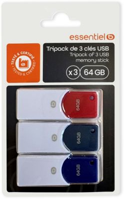 Cle USB ESSENTIELB Essentiel B CLE USB Tripack x 3 64Go
