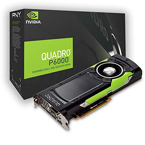 PNY Quadro P6000 Carte Graphique Professionnelle 24GB GDDR5 PCI Express 3.0 x16, Double Slot, 4X Port Display, 1x DVI-I DL, 5K Support, Ventilateur Actif Ultra-Silencieux