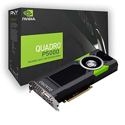 PNY Quadro P5000 Carte Graphique Professionnelle 16GB GDDR5 PCI Express 3.0 x16, Double Slot, 4X Port Display, 1x DVI-I DL, 5K Support, Ventilateur Actif Ultra-Silencieux