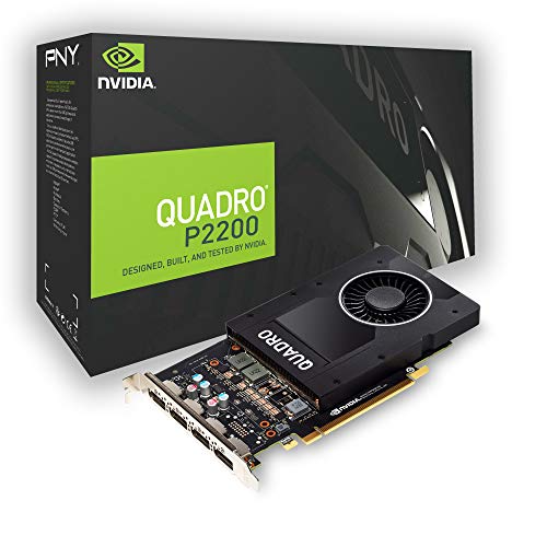 PNY Quadro P2200 Carte graphique professionnelle 5GB GDDR5 PCI Express 3.0 x16, simple slot, 4x Port display, 5K Support, Ventilateur actif ultra-silencieux
