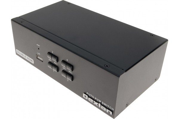 Dexlan KVM 4 PORTS DOUBLE ECRAN HDMI 4K USB 2.0 cables