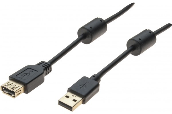 MCAD RALLONGE USB 2.0 A OR FERRITES NOIRE - 5,0 m