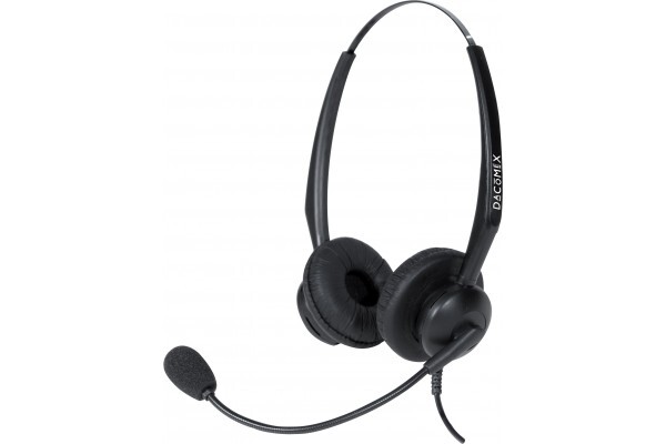 Dacomex DACOMEX Micro-Casque Telephone de bureau RJ9 Perche Flex Anti-bruit 2 ecouteurs