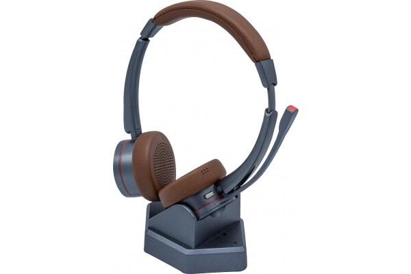 Dacomex Casque UC sans fil BlueTooth Binaural Pearl Blue socle USB-A