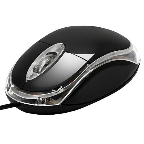 APM Souris Optique Filaire, Coloris Noir, Ambidextre, Rétroéclairage, 800 DPI, 3 Boutons, Compatible avec PC Mac Ordinateur Portable, 100118