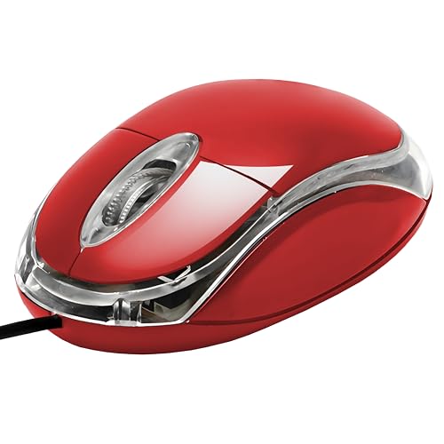 APM Souris Optique Filaire, Coloris Rouge, Ambidextre, Rétroéclairage, 800 DPI, 3 Boutons, Compatible avec PC Mac Ordinateur Portable, 100121