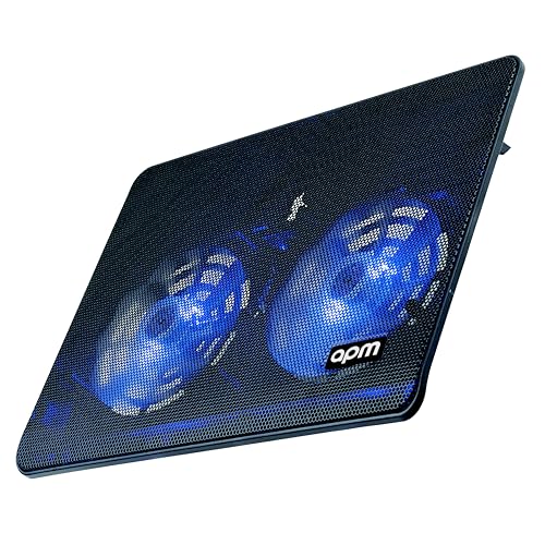 APM Support Ventilé pour Ordinateur Portable, Structure Métal Résistante, 2 Ventilateurs Silencieux avec LED Bleue, Refroidisseur Efficace pour PC Portable 12 à 17 , Hauteur Réglable 571929