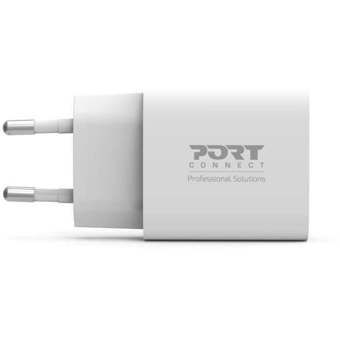 Chargeur secteur de poche USB-C - PORT DESIGNS - 900031EU - 20 W Power Delivery - White