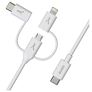 Akashi Cable Eco 3 en 1 USB C vers USB C Lightning micro USB 1 m
