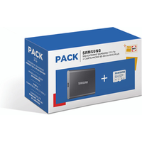 SSD externe Samsung Pack SSD externe T7 2 To Grey carte microSD Samsung Evo 64 Go