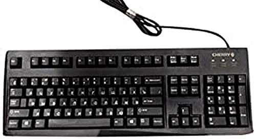 CHERRY G83-6104, Clavier Filaire pour Applications industrielles, Disposition US Cyrillique (QWERTY), Touches résistantes à l'abrasion, Recyclable, Noir