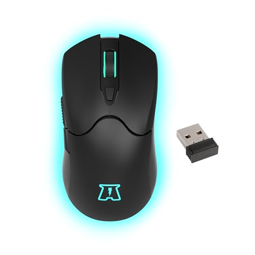 Akuma - Souris Gaming Otaku M04 WL Rétroéclairée 3200 DPI 7 Couleurs RGB - Souris Gamer sans Fil, Rechargeable - 2,4 GHz - 6 Boutons - Compatible PC PS4 PS5 - Noir