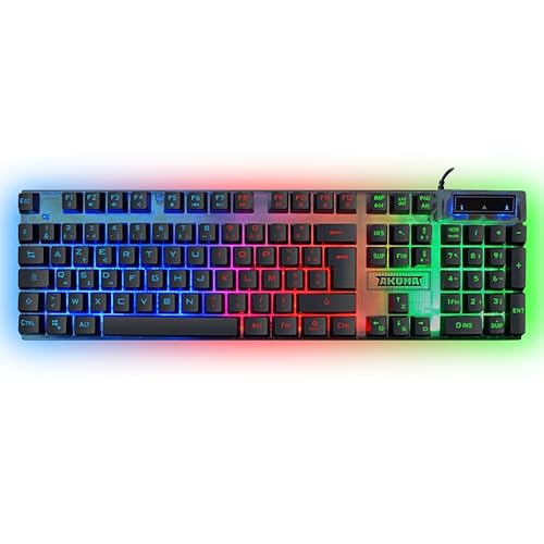 Akuma SHÔNEN K01 – Clavier Gaming Filaire AZERTY FR – Rétroéclairage Rainbow, 19 Anti-Ghosting, Touches Silencieuses, USB pour PC PS4 PS5 Xbox