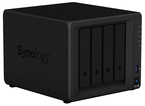 Synology DS918 8Go NAS 16To (4x 4To) WD Red Pro Noir pour Ordinateur, Montage au sol, en rack, Métal