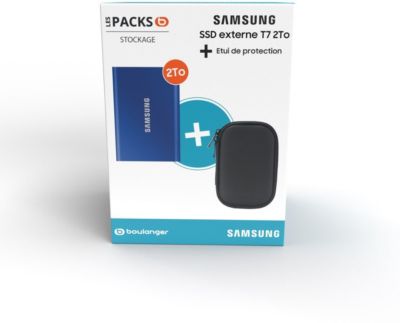 Disque dur SSD SAMSUNG Pack T7 2 To Blue Etui