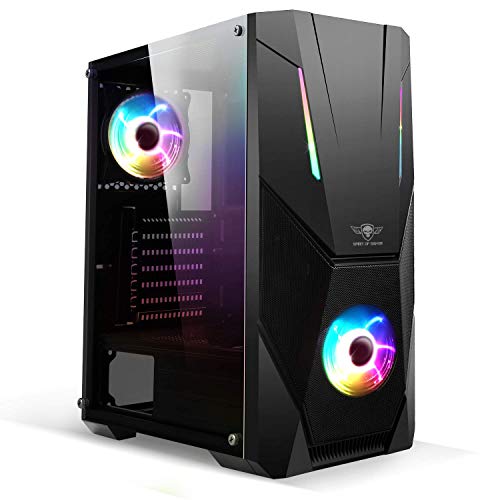 Spirit of Gamer – Rogue V - Boitier PC Gamer ATX mATX ITX – Façade et Paroi en Verre Trempé – 2 Ventilateurs LED RGB Adressable 120mm – Compatible Aura MSI Mystic ASROCK 3Pin (Rogue V)