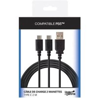 Cable de recharge Type C Under Control 3 m Black pour 2 manettes PS5