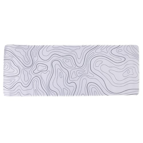 lachineuse - Tapis DE Souris XXL - Carte Topographique - Blanc - 800 X 300 X 3 mm - Déco Originale - Antidérapant et Résistant à l'eau - Déco Bureau - Idée Cadeau Japon Asie
